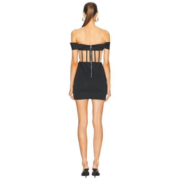 RTA Evie Mini Dress in Black Small New Womens Corset Boned Sheer Party - Picture 2 of 14